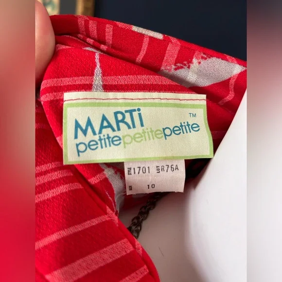 SOLDSOLDSOLD Deadstock 1970s red tie waist dress - Picture 6 of 7